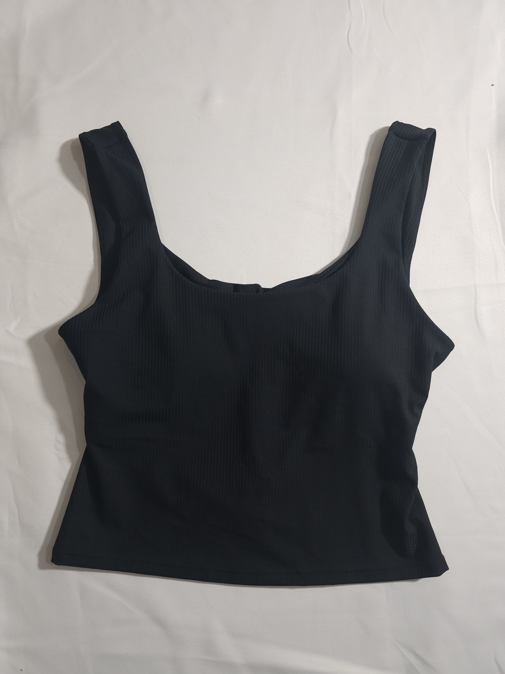 Fabletics Black Ribbed Square-Neck Tank